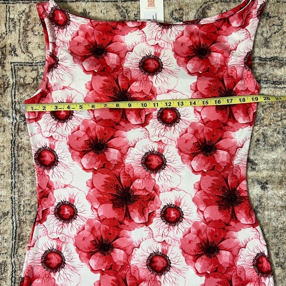 Rebdolls Womens Stephanie Knotted Sleeve Bodycon Floral Maxi Dress 1X Red Summer - Picture 10 of 16